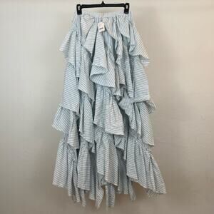 NWT Free People Rock The Runway Maxi Skirt - Sky Blue Combo - Size Small